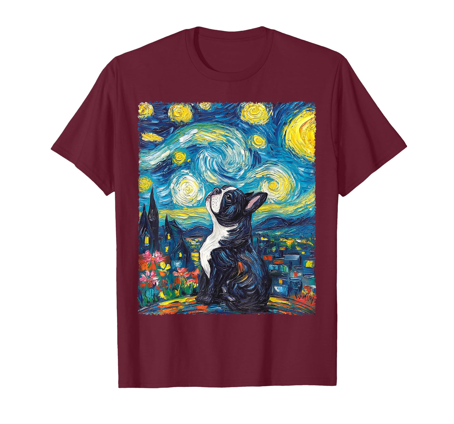 Van Gogh Starry Night French Bulldog T-Shirt