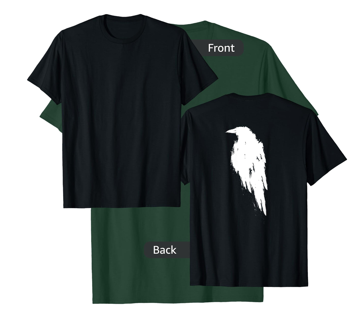 Retro Vintage White Raven Crow DESIGN ON BACK T-Shirt