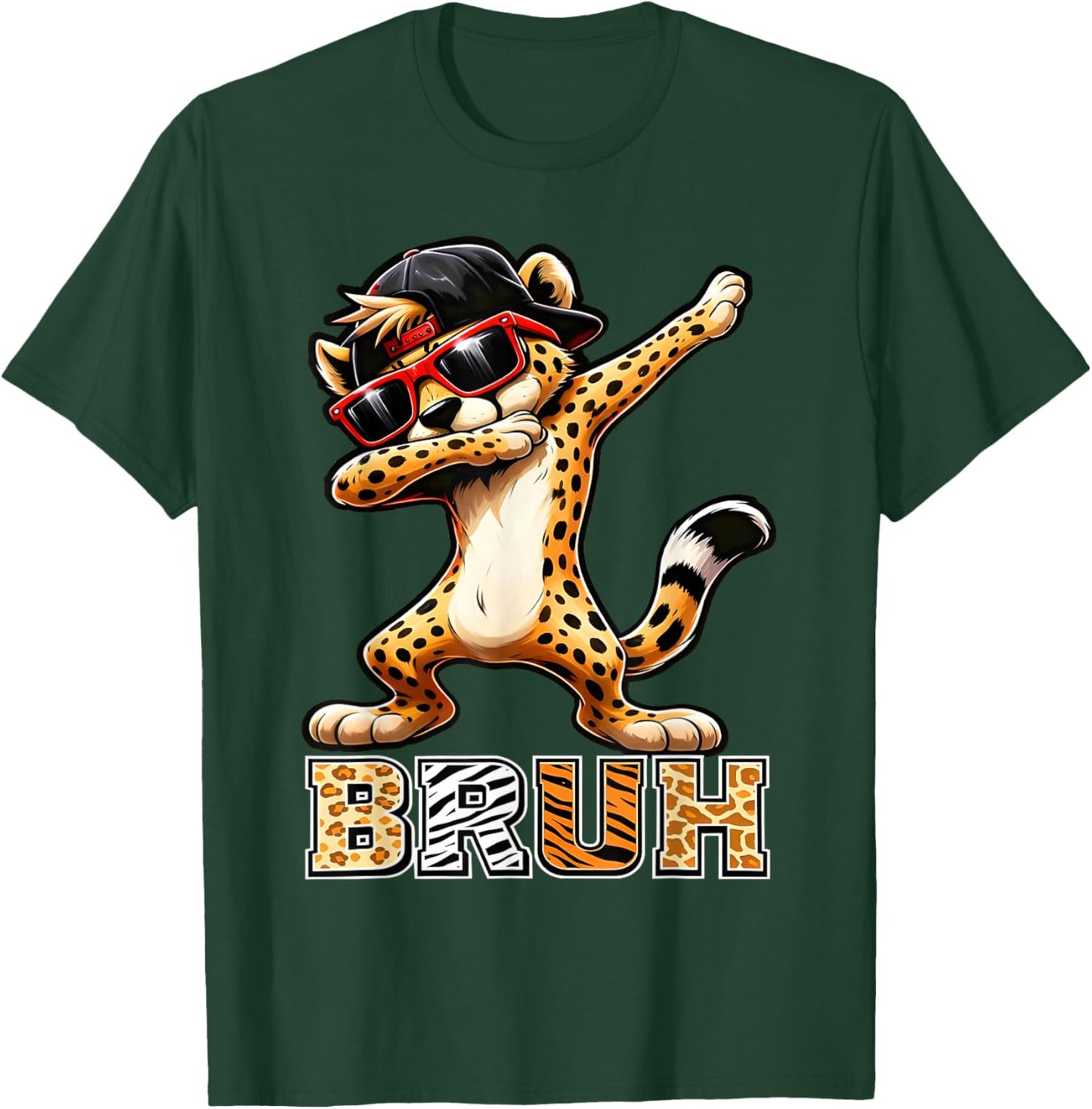 Bruh Cheetah Meme Graphic Tee Men Boys Animal Print Kids T-Shirt - T-Shirt | Forest