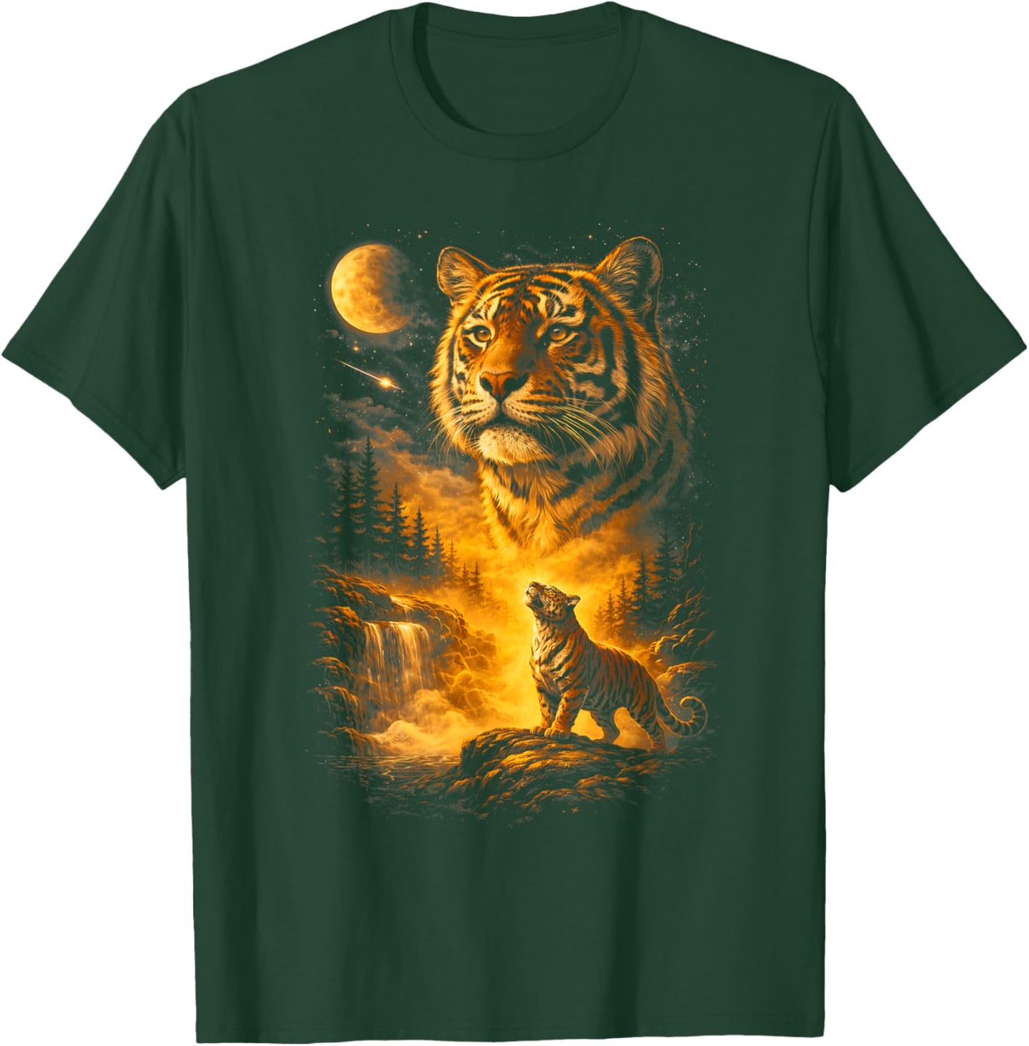 Tiger Howling to The Moon Meme 90s Animal Print Graphic T-Shirt - T-Shirt | Forest
