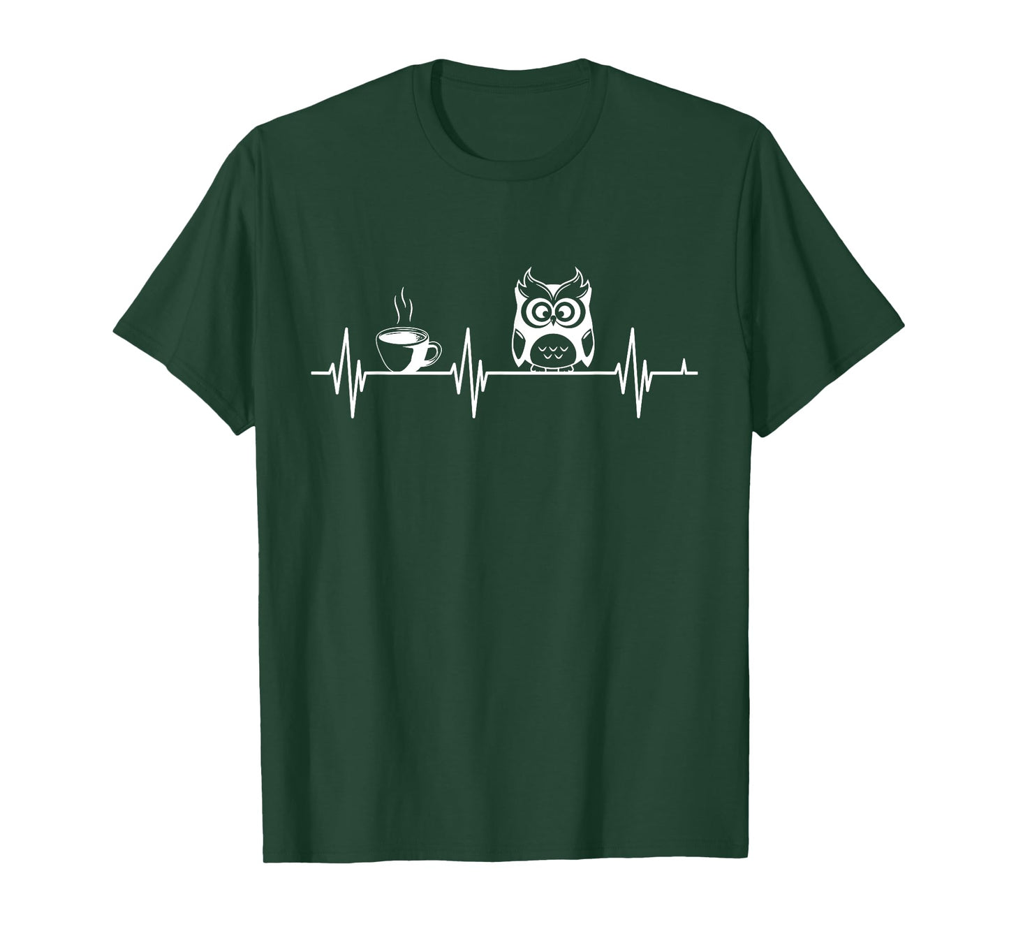 Cute Owl Art For Men Women Heartbeat Coffee Owl Lovers T-Shirt