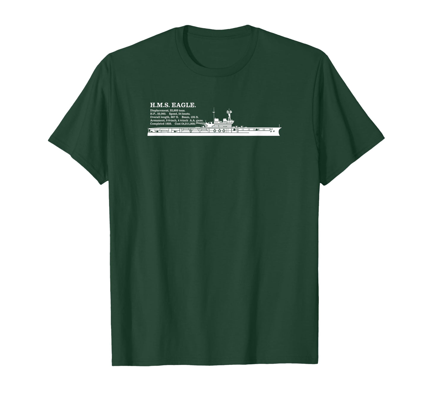 HMS Eagle British WW2 Aircraft Carrier Infographic T-Shirt
