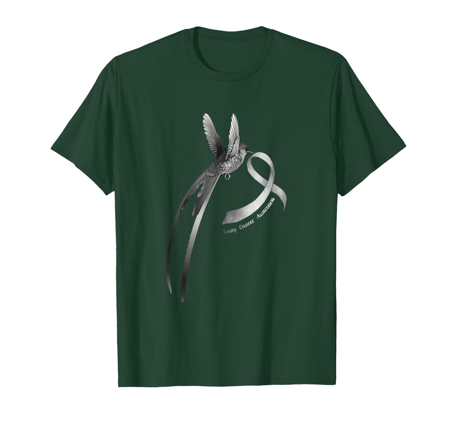 Bird White Ribbon Lung Cancer Awareness T-Shirt