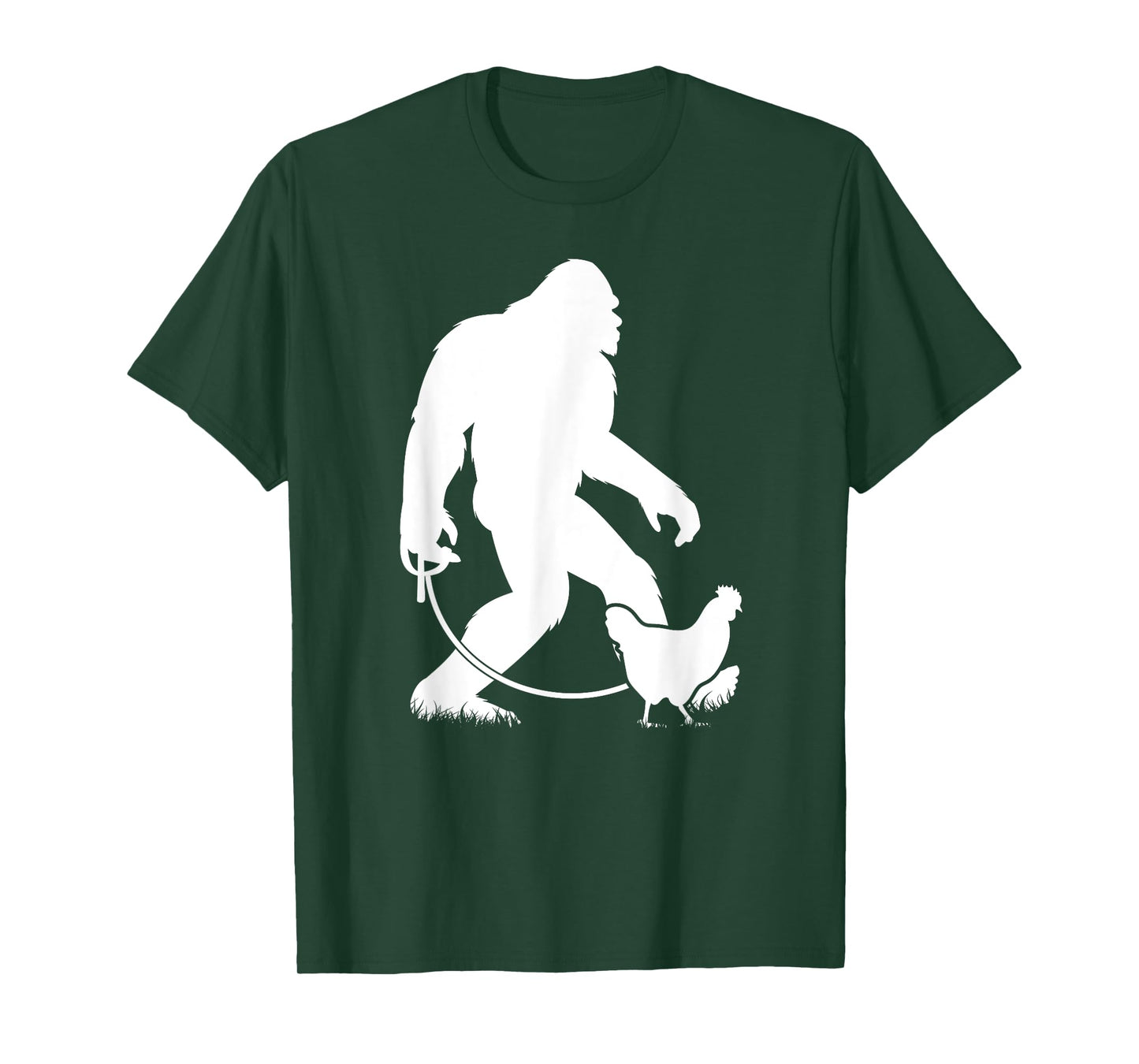 Bigfoot Walking Chicken Funny Sasquatch Chicken Silhouette T-Shirt