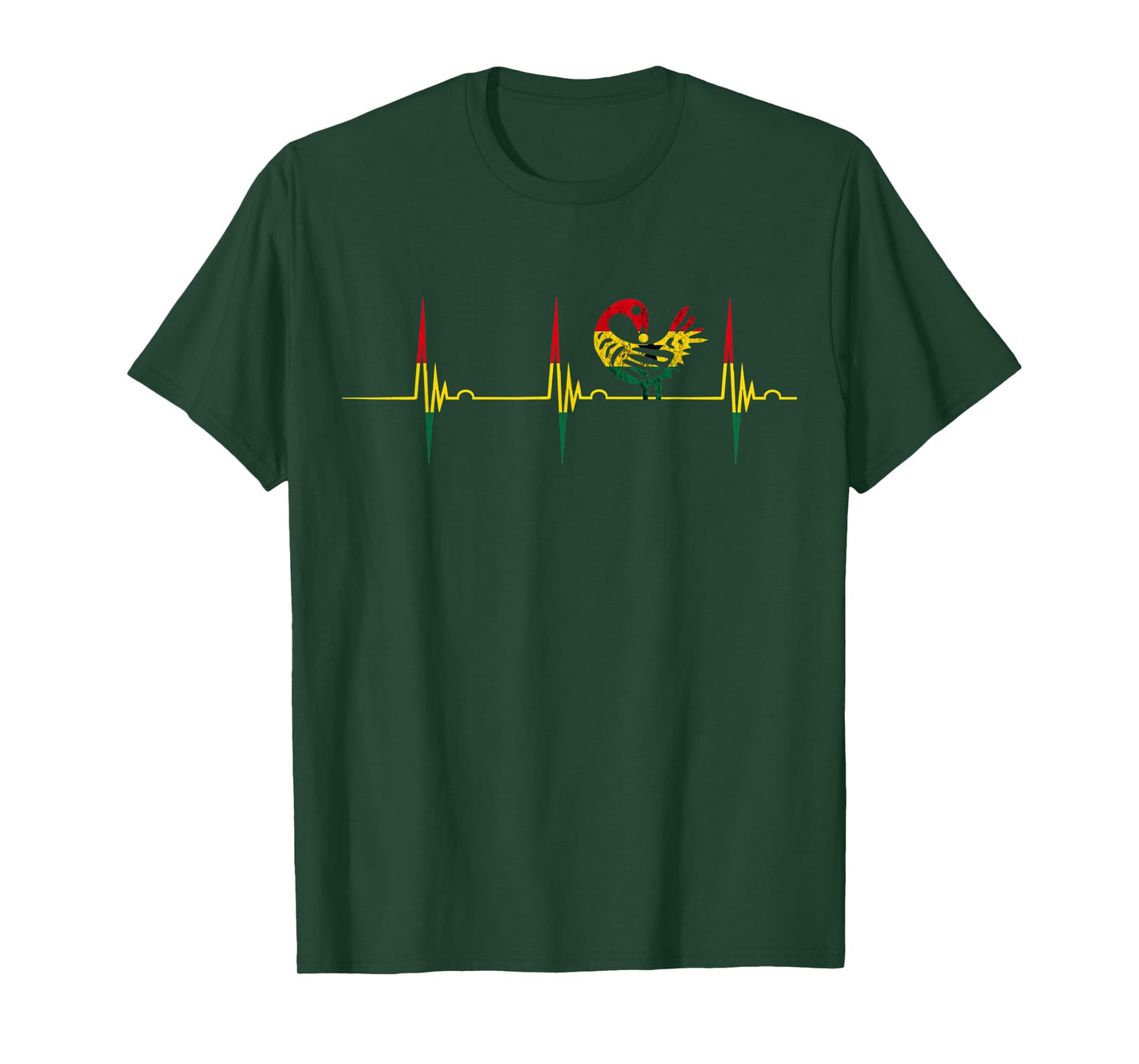 Sankofa Heartbeat EKG Pulse African Bird Ghana African Flag T-Shirt