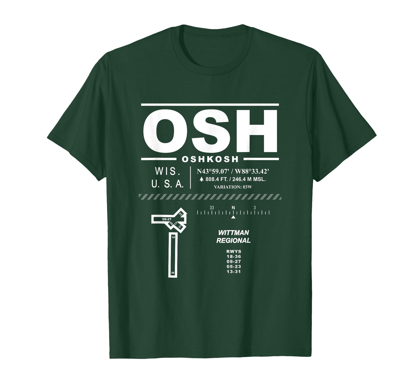 Wittman Regional Airport Oshkosh Wisconsin EAA OSH T-Shirt