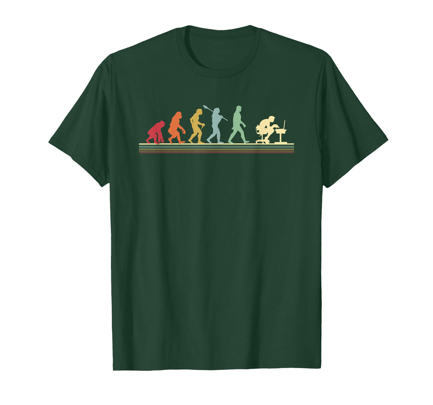 Human Evolution Into A Computer Geek Funny Graphic Design T-Shirt