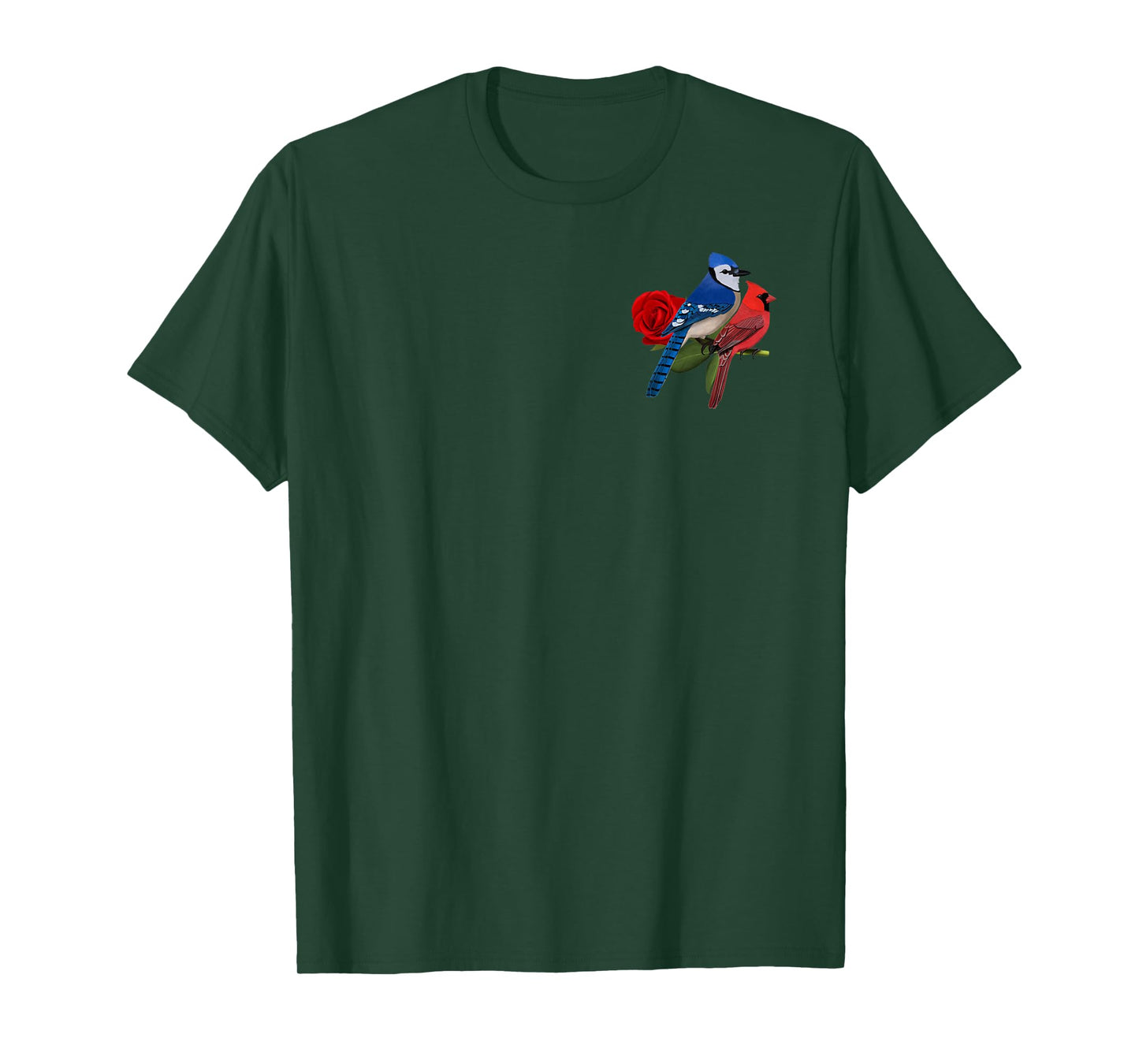 Blue Jay Cardinal Bird Valentine's Day Rose Birdlover T-Shirt