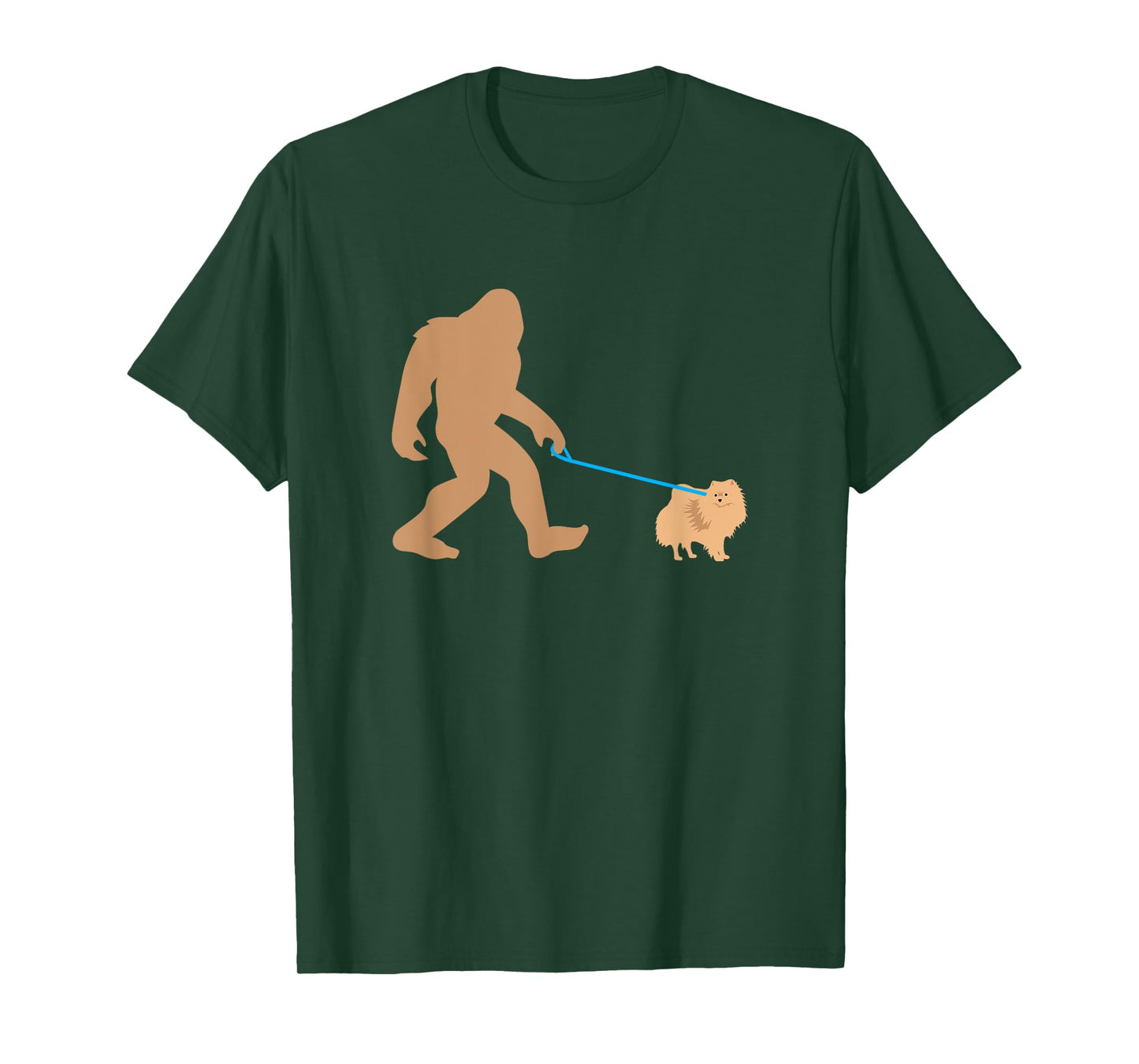 Bigfoot Walking Pomeranian Dog Funny Sasquatch Gift T-Shirt