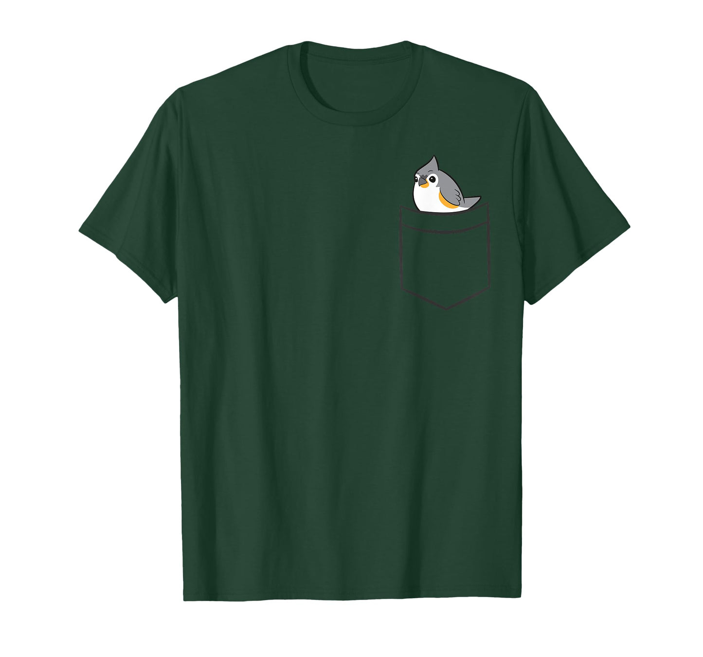 Tufted Titmouse Bird Tees - Kids' Unisex Black Cartoon Titmouse T-Shirt - Small - Classic Fit - Short Sleeve - Crew Neck - Modern - Spring/Summer