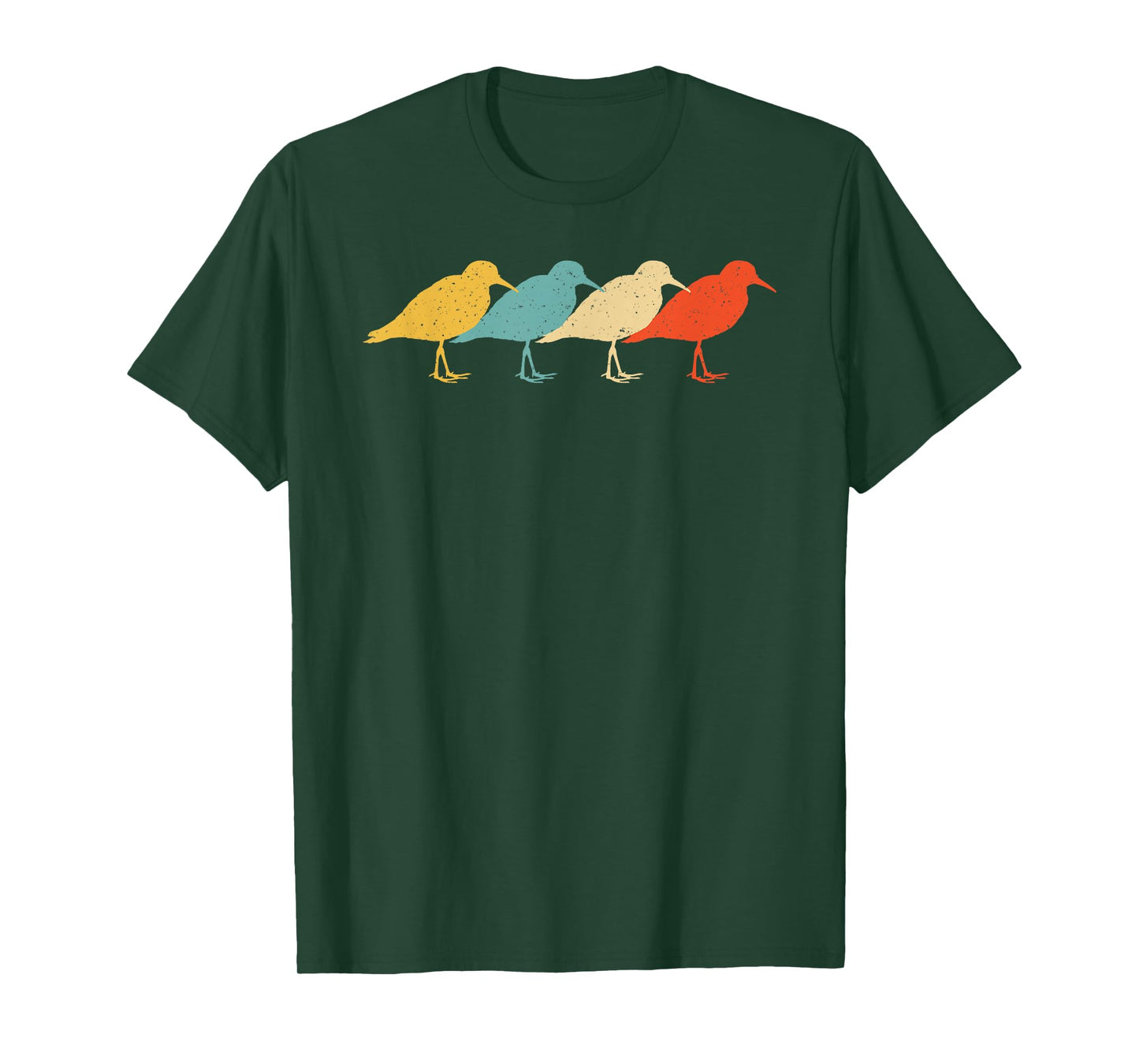 Dunlin Vintage Retro Sandpiper Bird Wader Lover 60s 70s Gift T-Shirt