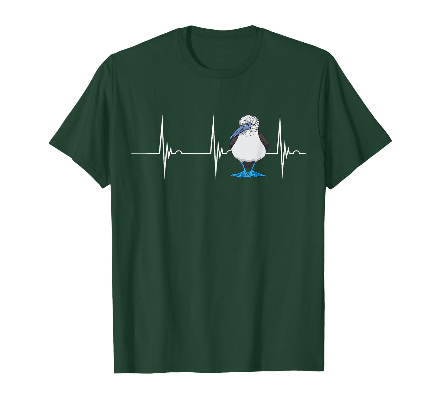 Boobies Bird Lover Heartbeat ECG Pulse Blue-Footed Boobies T-Shirt
