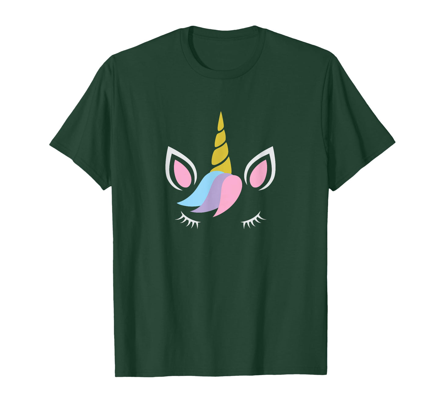 Unicorn Face And Eye Lashes With Colorful Pink Blue Hair T-Shirt