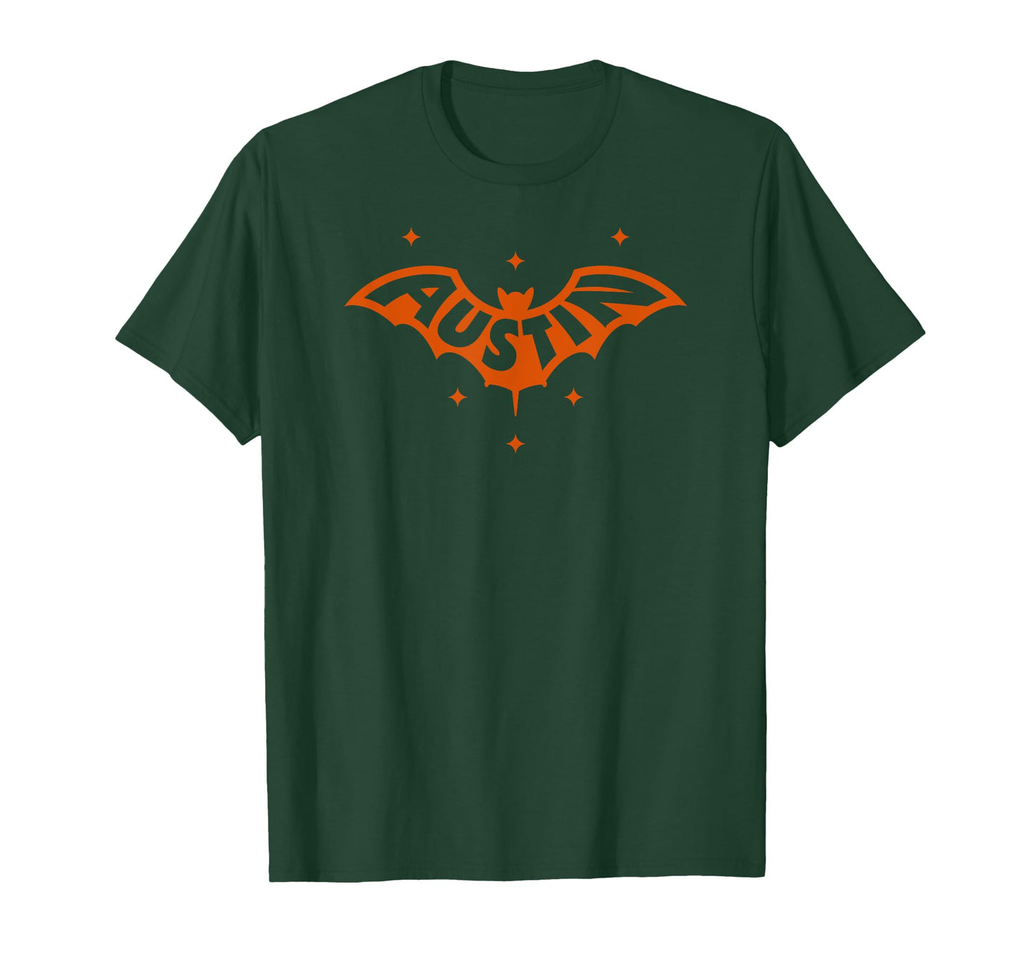 AUSTIN BAT - Austin TX Bat Logo With Stars Design In Orange T-Shirt