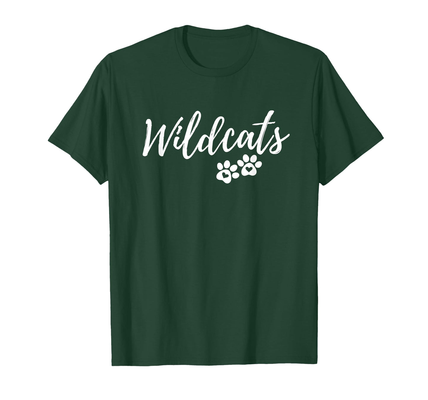 Wildcats - Fancy Script with Heart Paws T-Shirt
