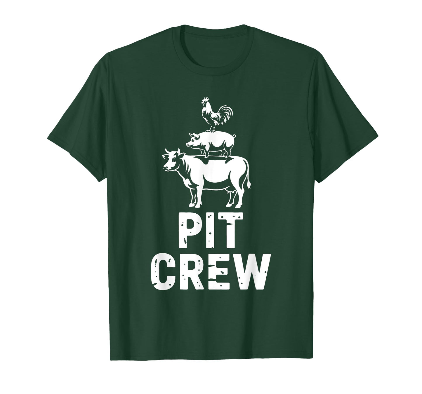 Pit Crew Funny BBQ Meat Stack Cow Pig Chicken Grilling T-Shirt