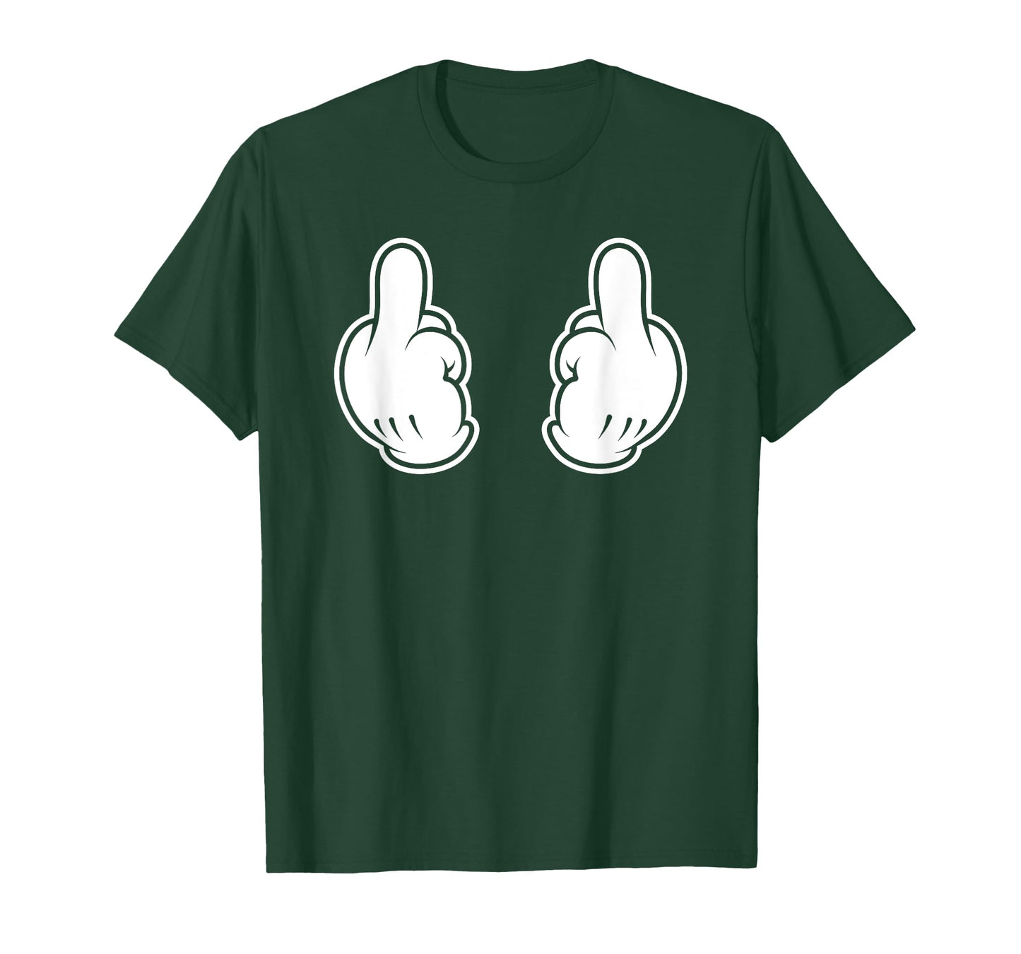 Cartoon Two Middle Fingers Flipping Off Double Bird Funny T-Shirt