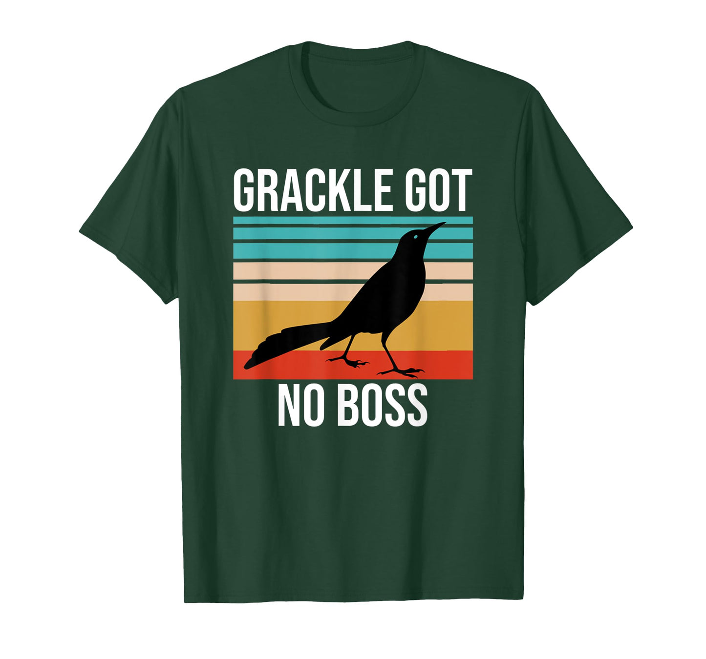Vintage Grackle Got No Boss Funny Bird Lover Retro T-Shirt