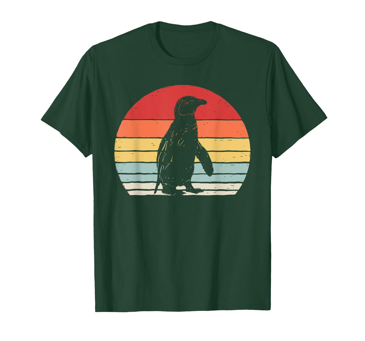 Catch Some Rays Vintage Retro African Penguin Cape Penguin Unisex-Adults Black Short Sleeve T-Shirt