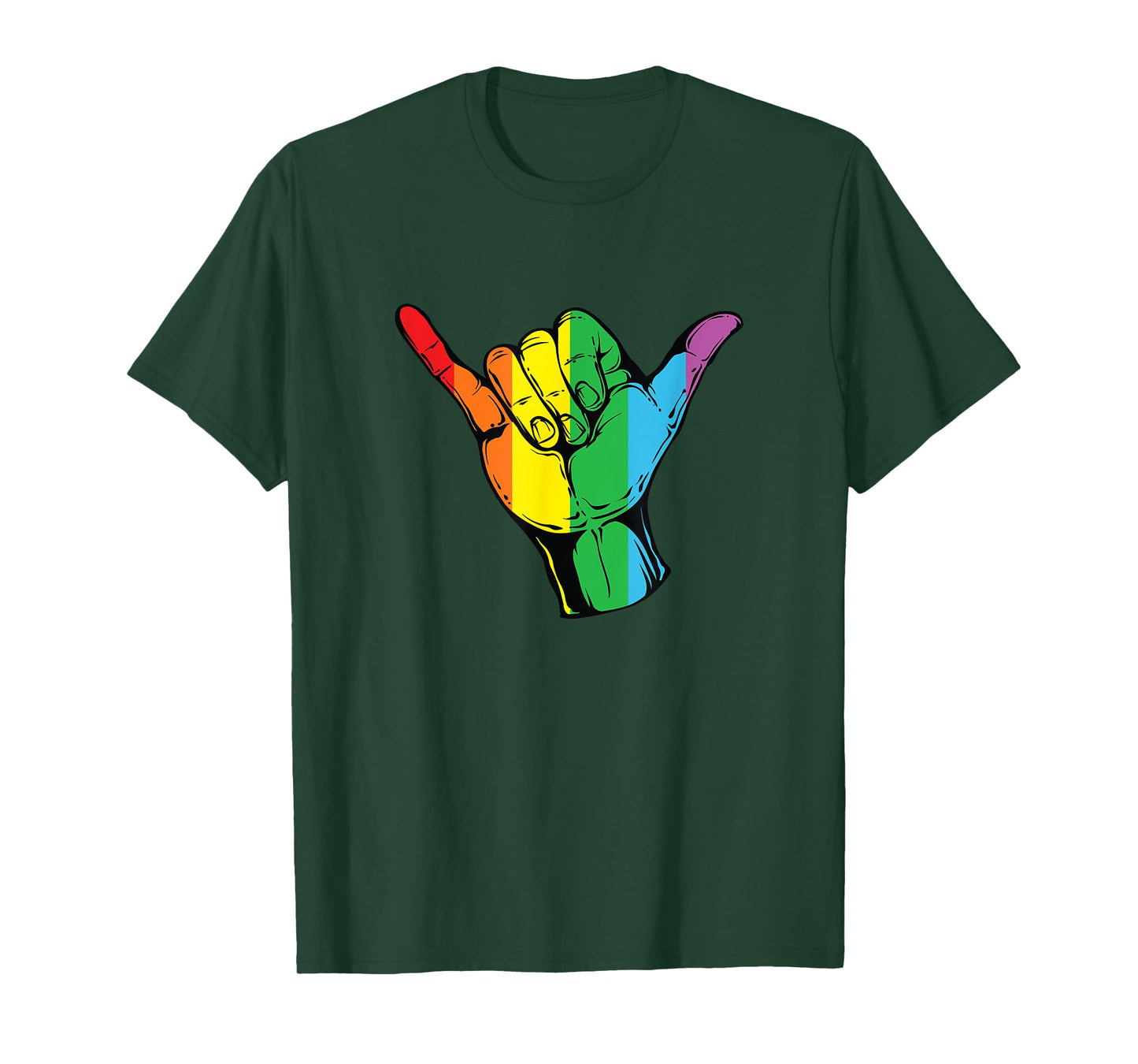 Gay Shaka Hand Sign Shirt Pride Month LGBT Flag Colors Shirt