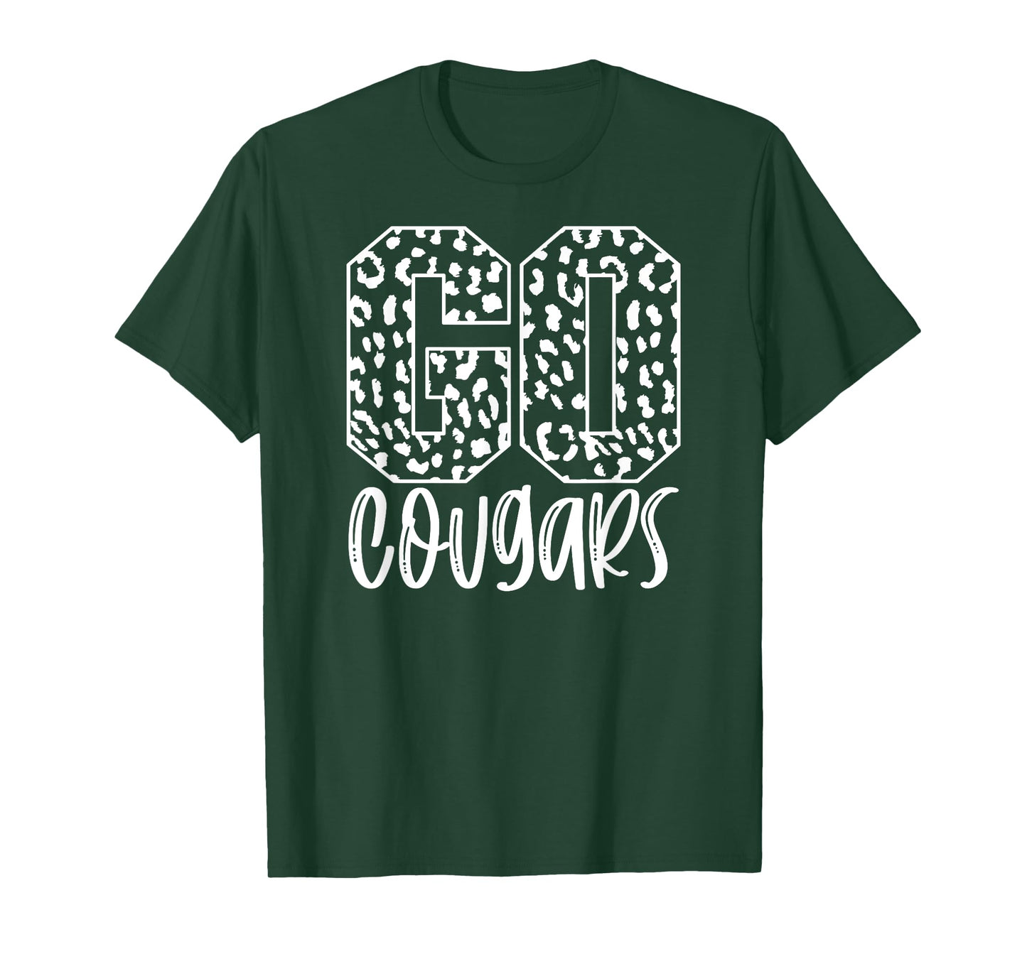 Cougars Team Mascot School Spirit Game Night Leopard Print T-Shirt