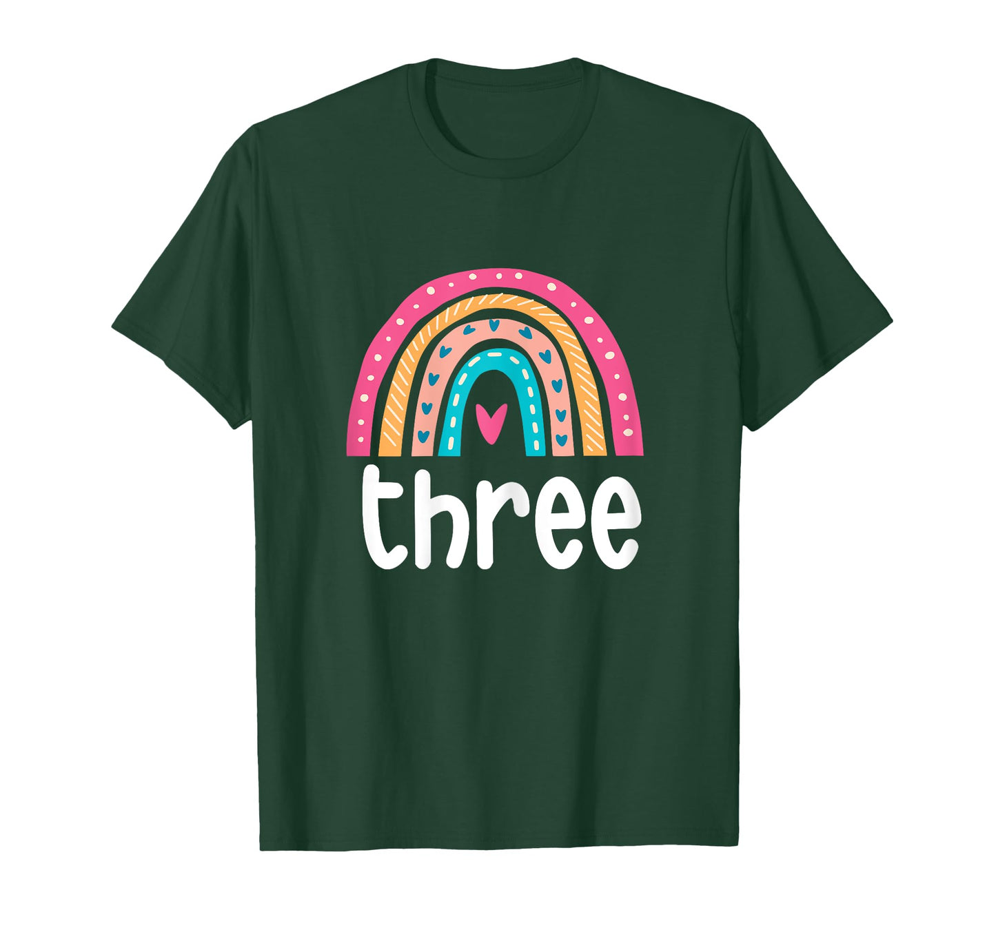 Girls 3rd Birthday Boho Rainbow Three 3 Years Old Birthday T-Shirt