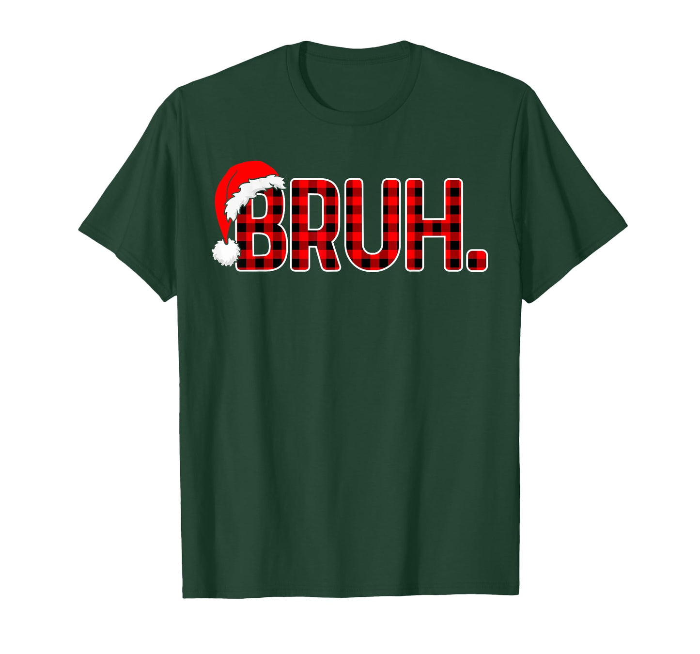 Bruh Funny Christmas Plaid Teens Boys Men Kids Xmas Pajamas T-Shirt