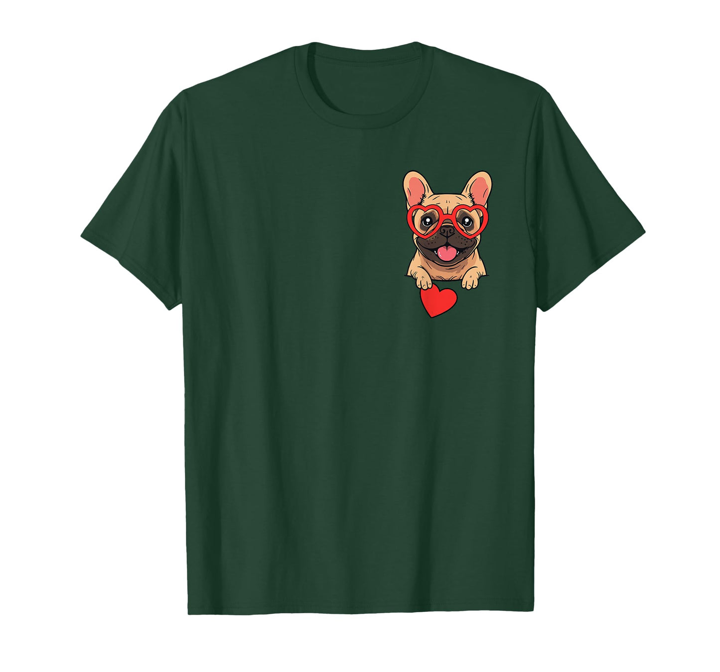 French Bulldog Heart Pocket Cute Frenchie Valentines Day Dog T-Shirt