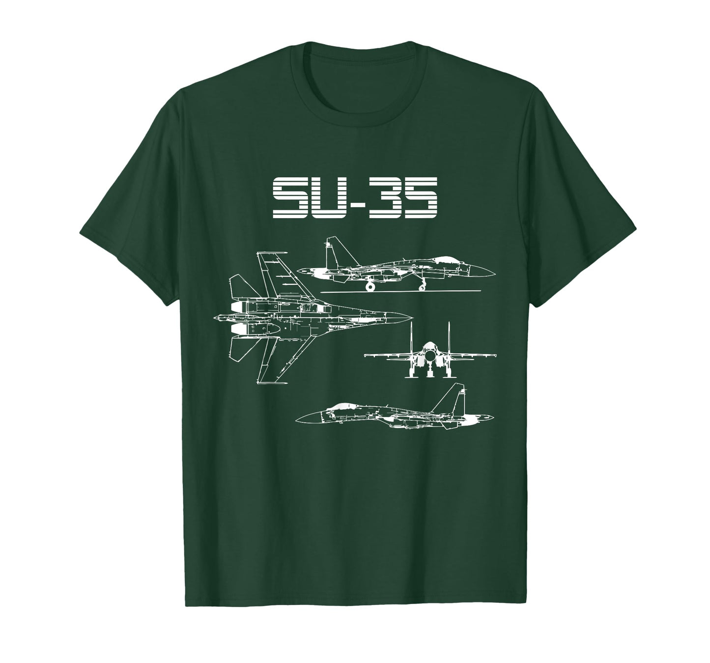 Su-35 Fighter Plane Warbird Blueprint Schematics Diagram T-Shirt