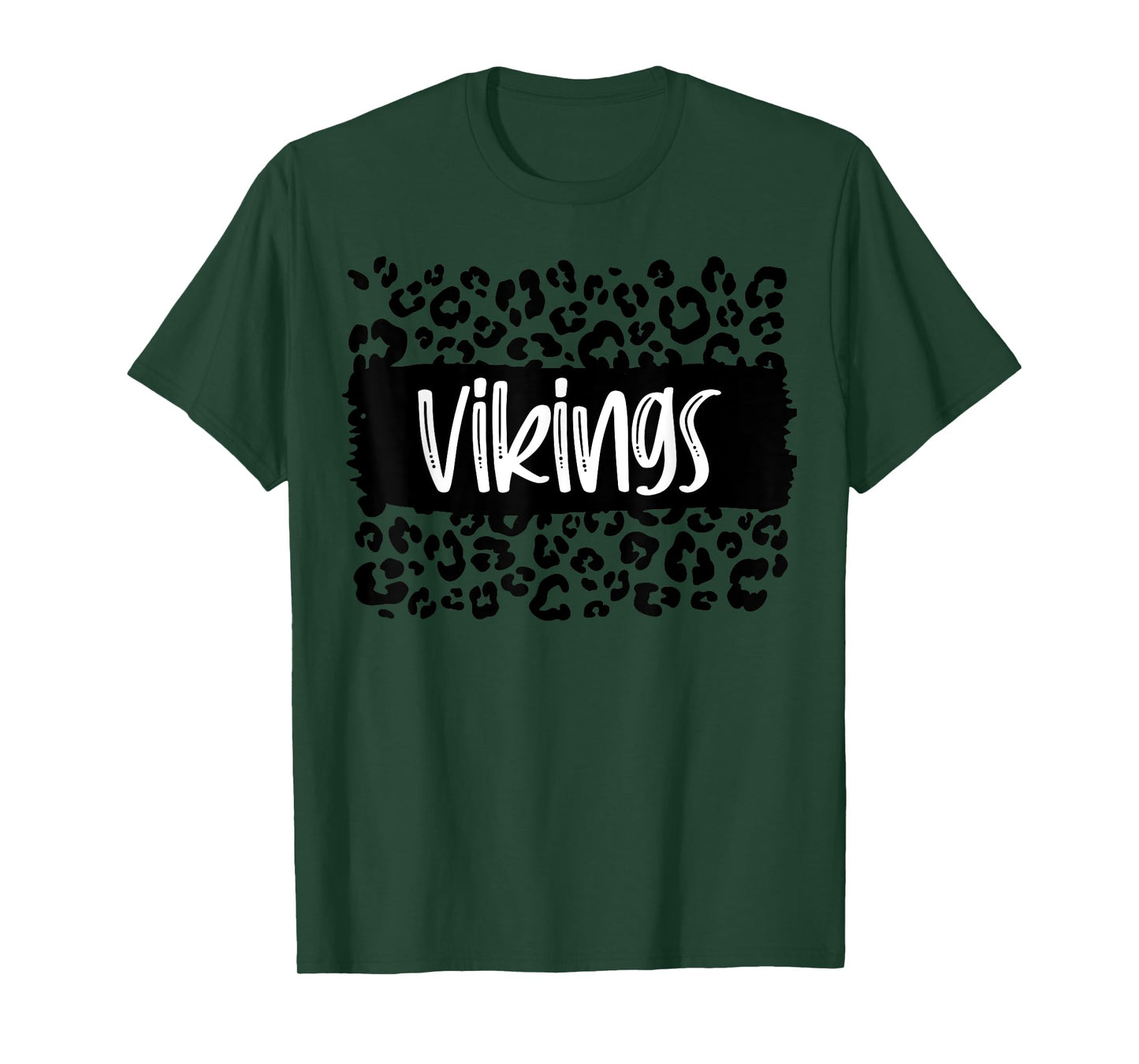 Vikings Team Mascot School Spirit Game Night Leopard Print T-Shirt