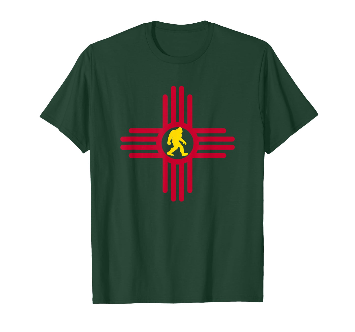 New Mexico Bigfoot State Flag Zia Symbol Bigfoot New Mexico T-Shirt