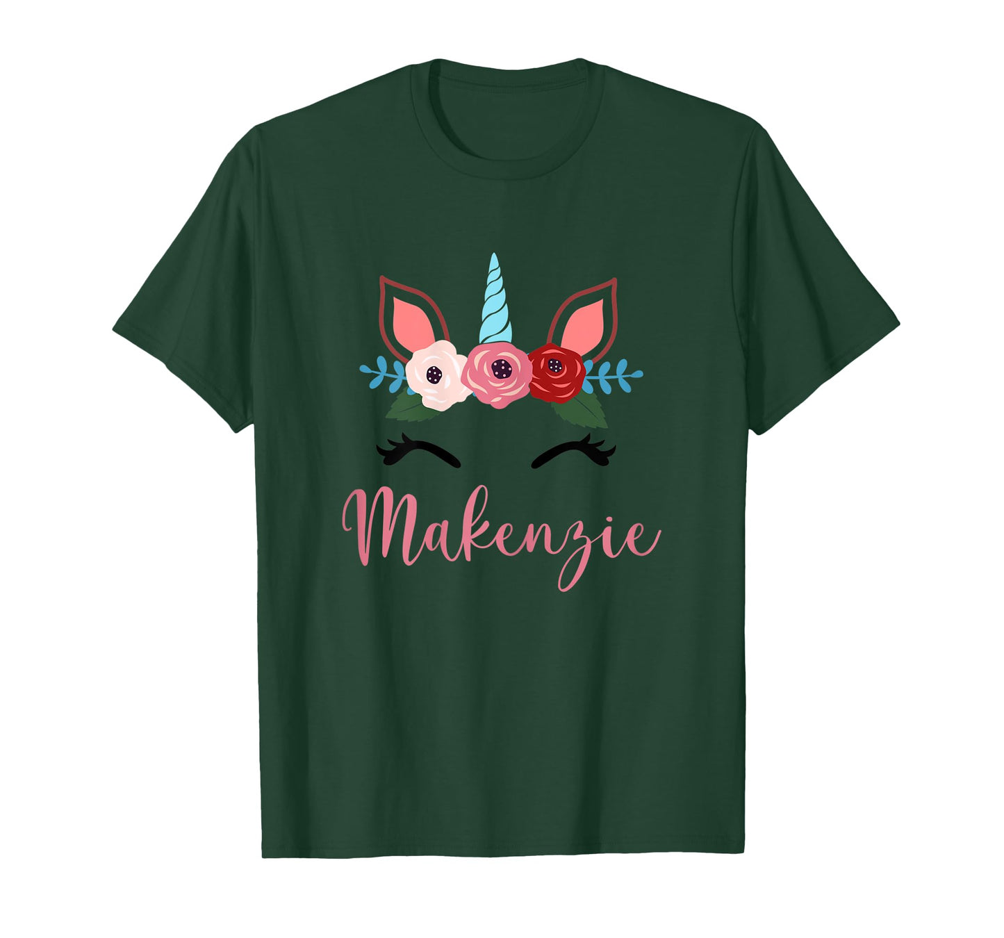 Cute Makenzie Magical Floral Unicorn For Girls T-Shirt