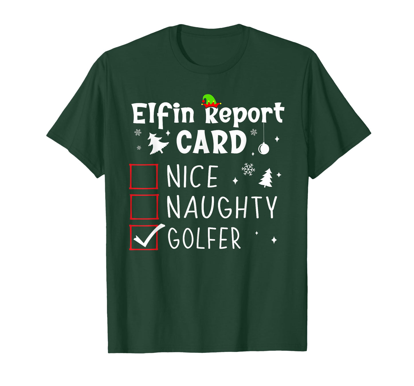 Golf Christmas Nice Naughty Funny Xmas List Golfer Golfing T-Shirt