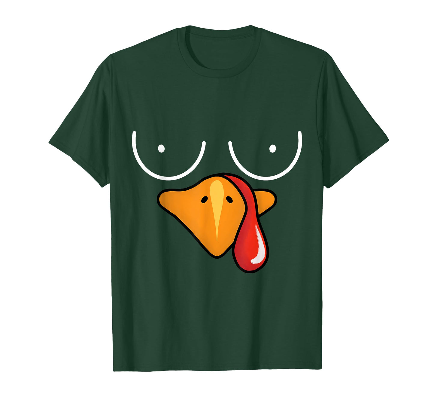Coolest Turkey Face Funny Thanksgiving Day Boobs for Women T-Shirt