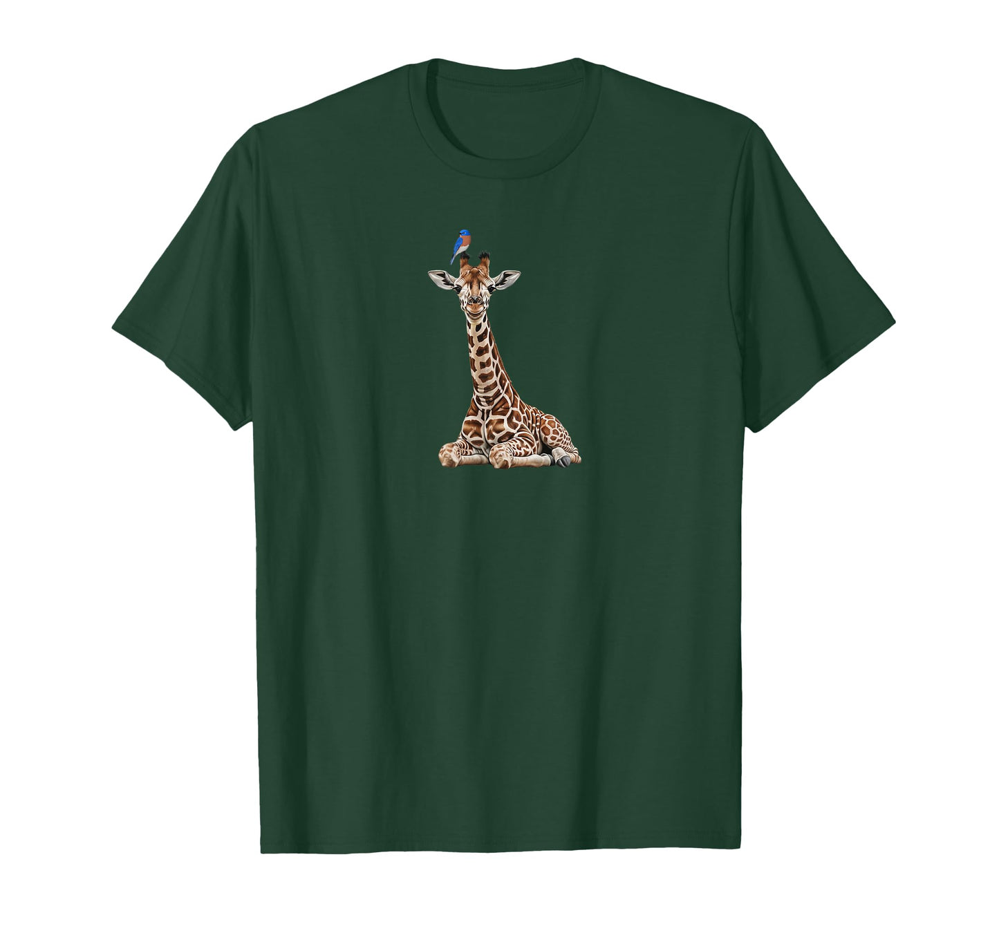 Giraffe with Bluebird Bird Animal Lover Biologist T-Shirt