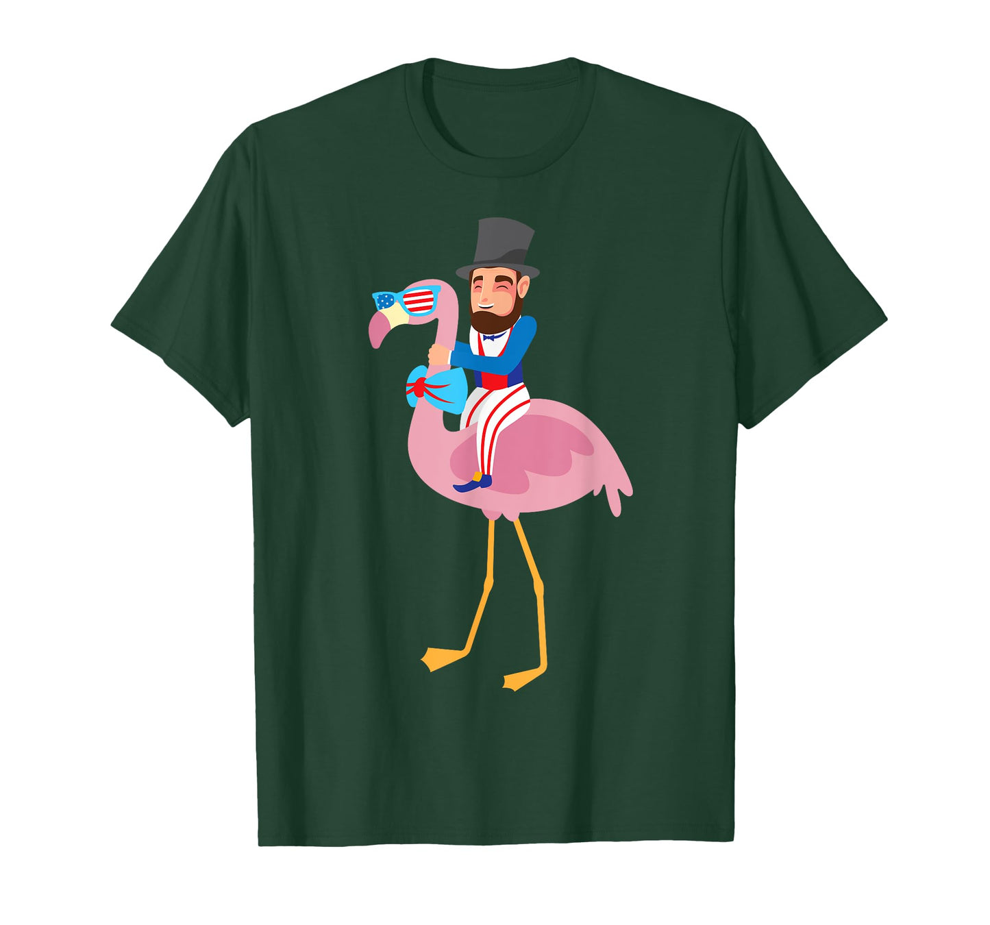 Abraham Lincoln Flamingo 4th Of July American Flag Gift T-Shirt