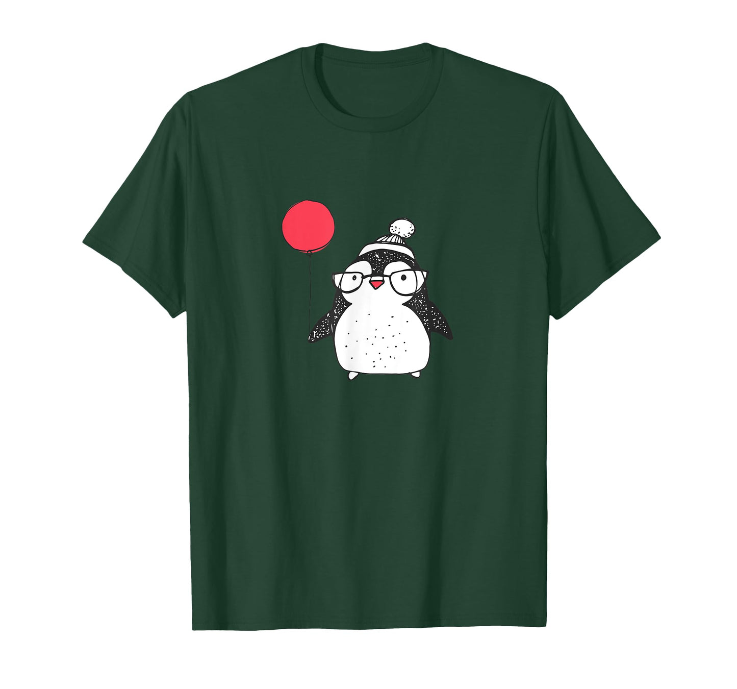 Kids Cute Christmas Baby Penguin Red Balloon Eyeglasses T-Shirt