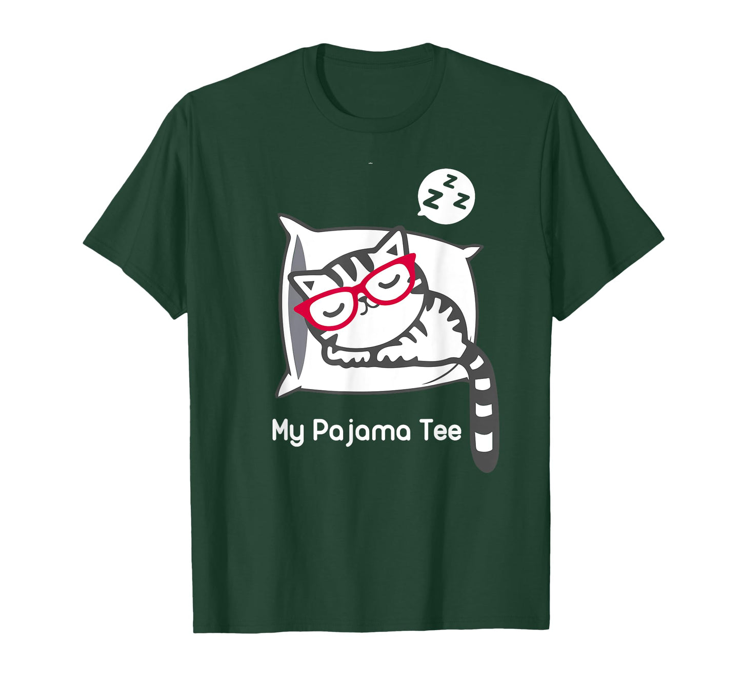 Cat Pajama Shirt Cute Sleeping Kitty with Glasses Pj T Shirt T-Shirt