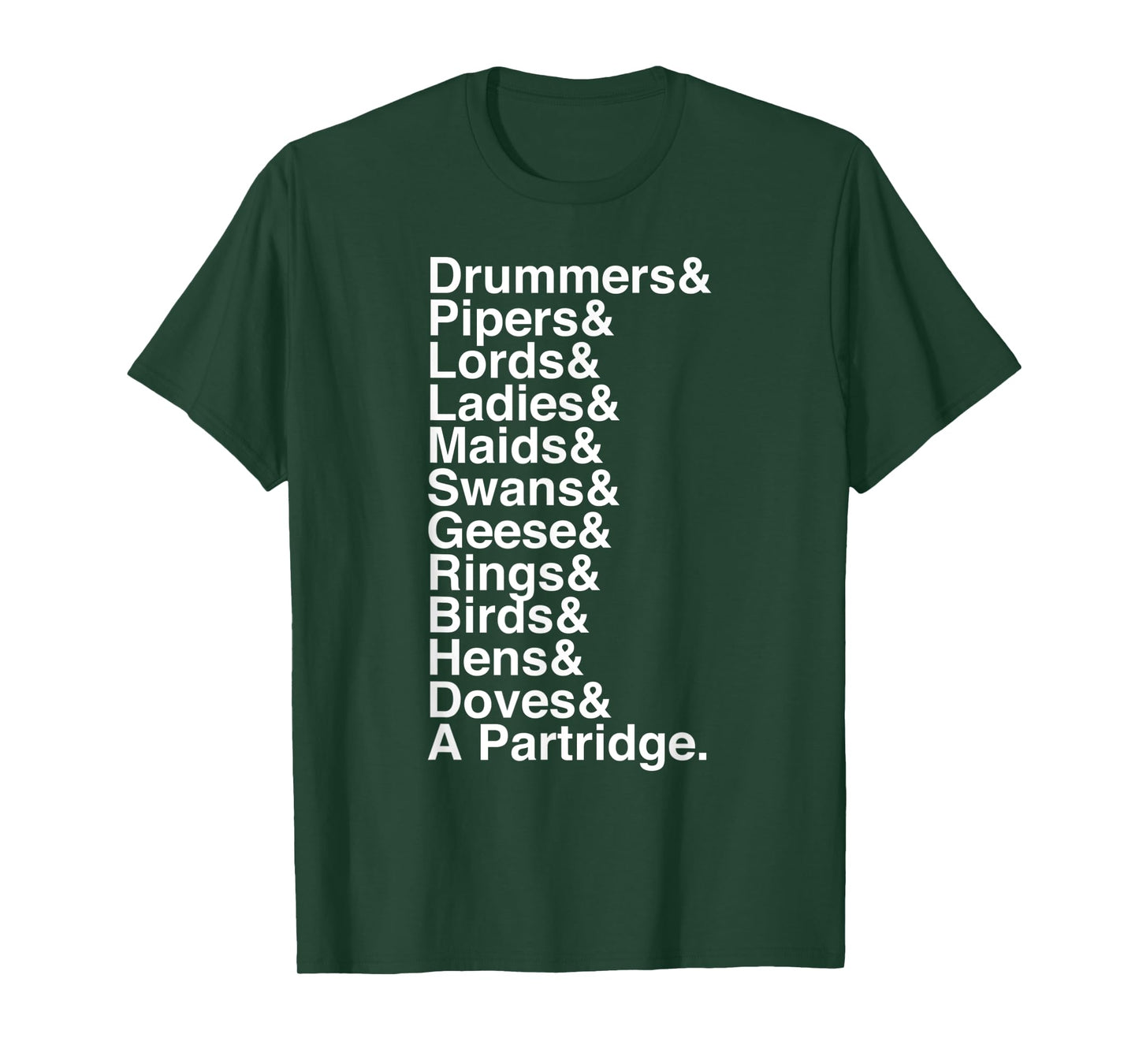 12 Days of Christmas Helvetica List T-Shirt