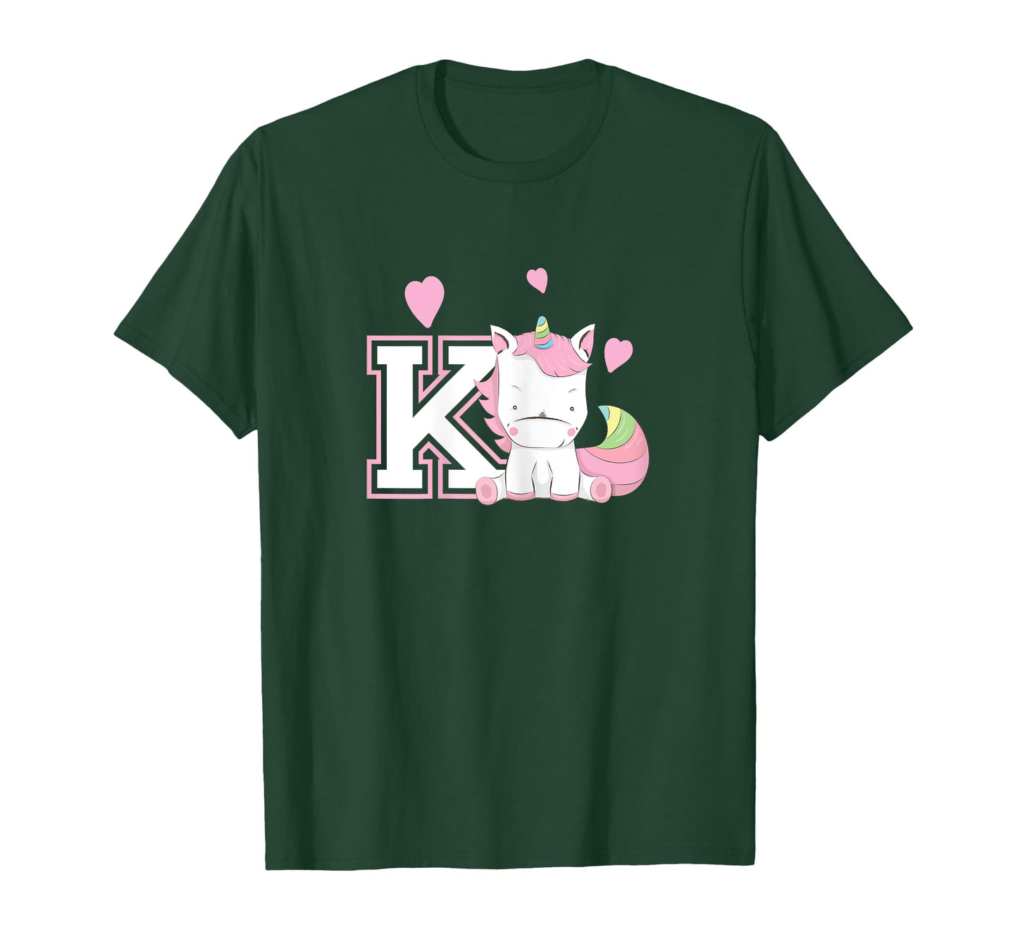 Letter K Monogram T-Shirt Girls Unicorn Gift Tee T-Shirt