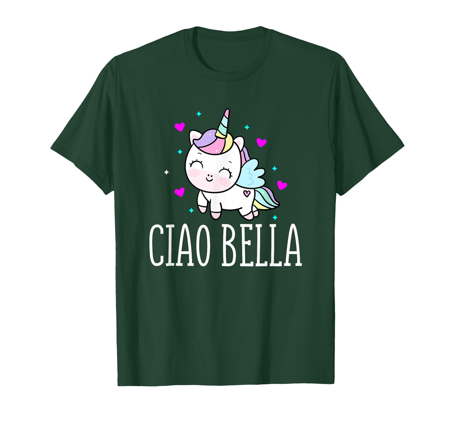 Funny Ciao Bella Heart Unicorn Italy Expression T-Shirt
