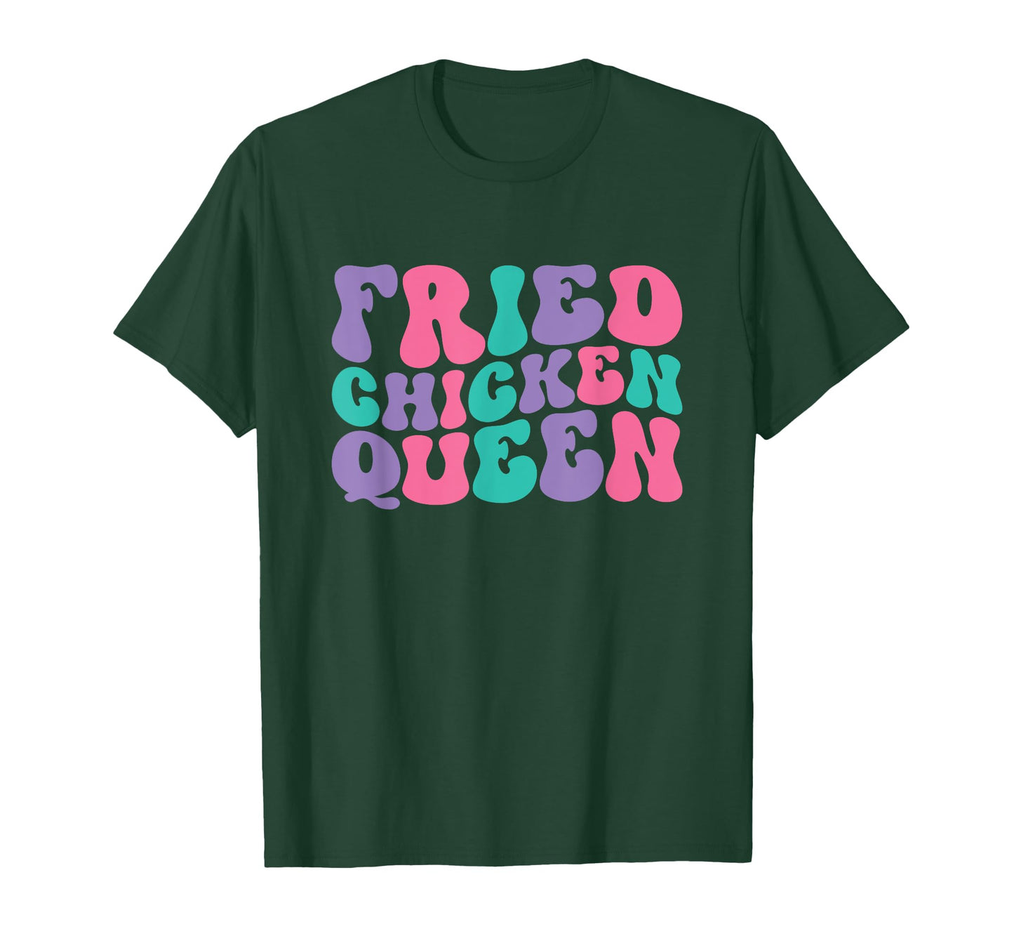 Fried Chicken Queen Womens Retro Vintage Wavy Groovy T-Shirt