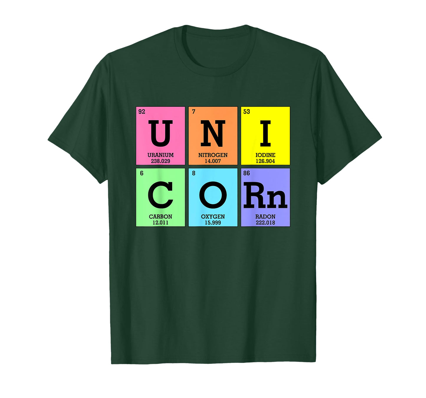 Cute Periodic Table of Elements Unicorn Rainbow Girl Kids T-Shirt
