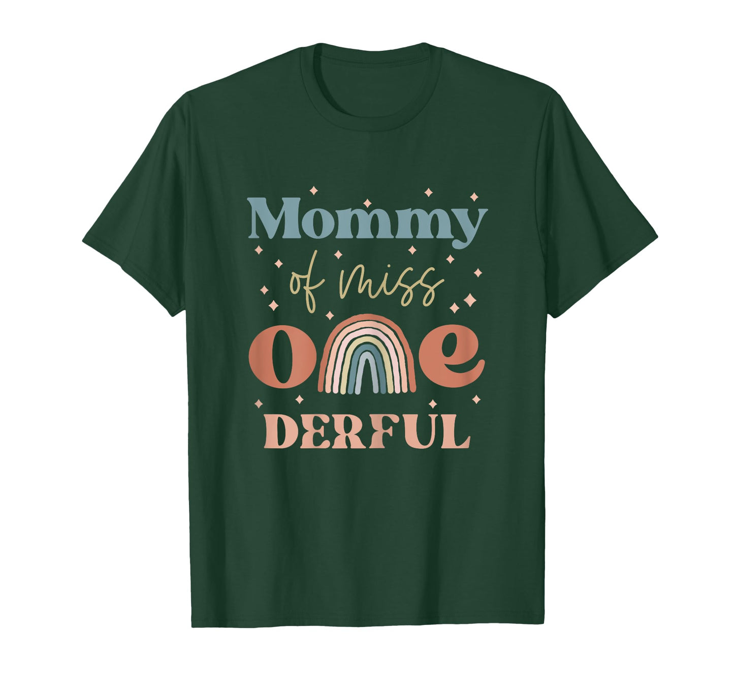 Mommy of Miss Onederful Boho Rainbow Daughter First Birthday T-Shirt