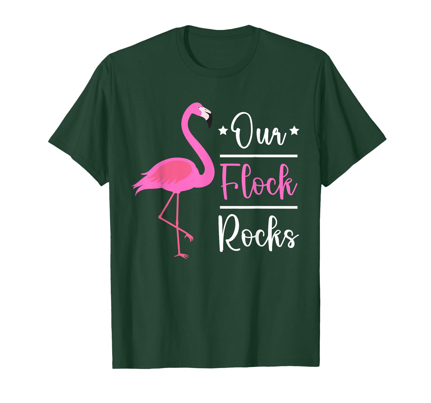 Our Flock Rocks Flamingo Funny T-Shirt