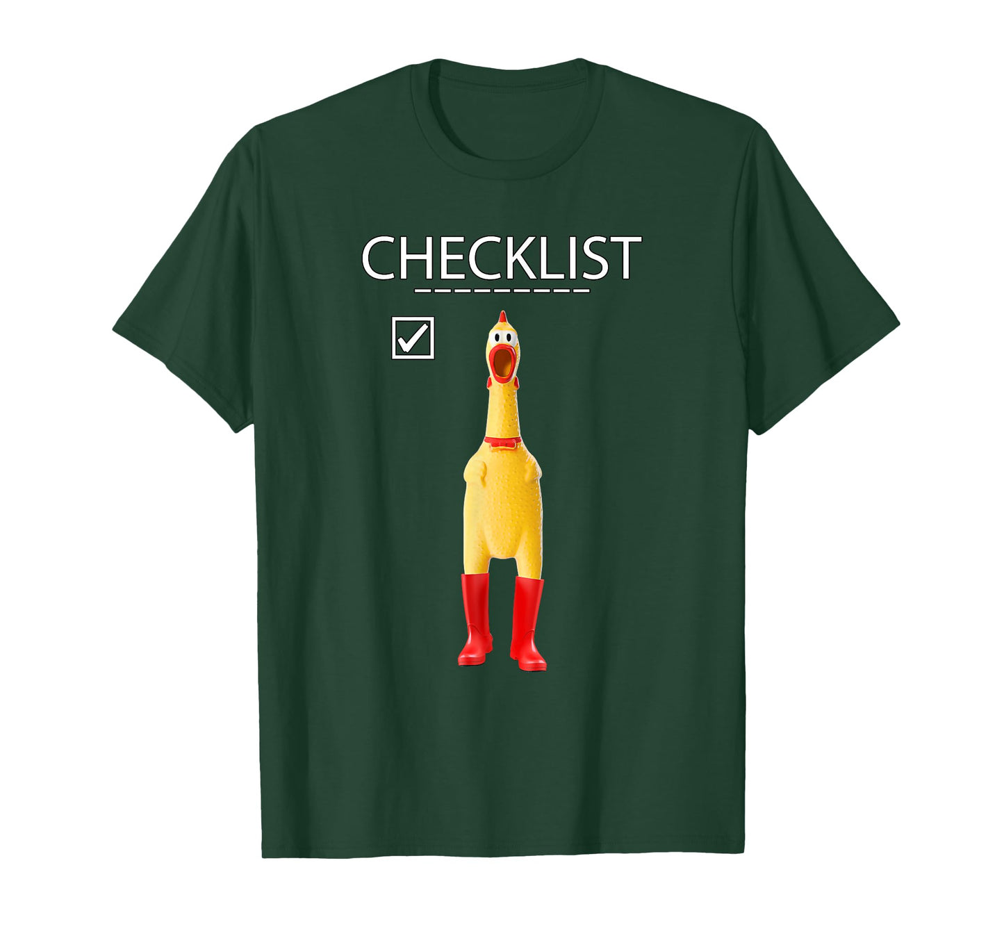 Funny Rubber Chicken Gift for Boys Checklist Practical Joke T-Shirt
