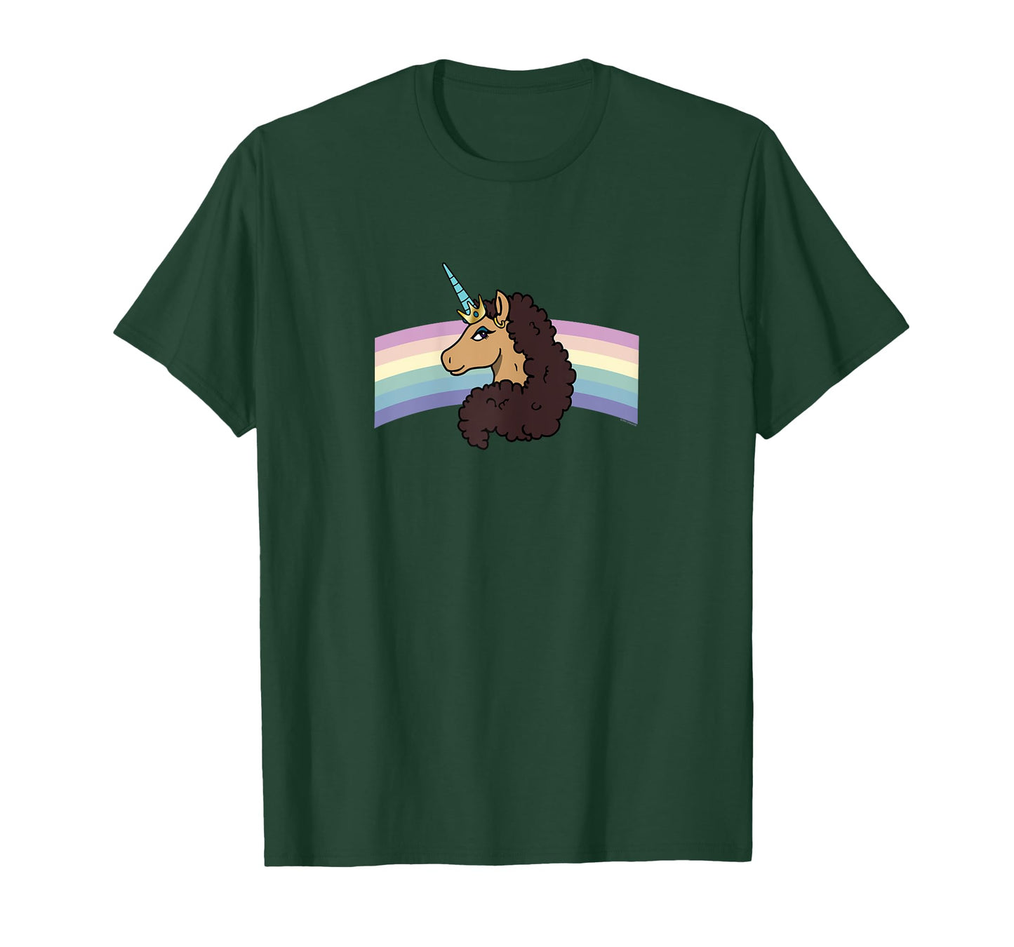 Afro Unicorn Divine Side View Rainbow Portrait T-Shirt