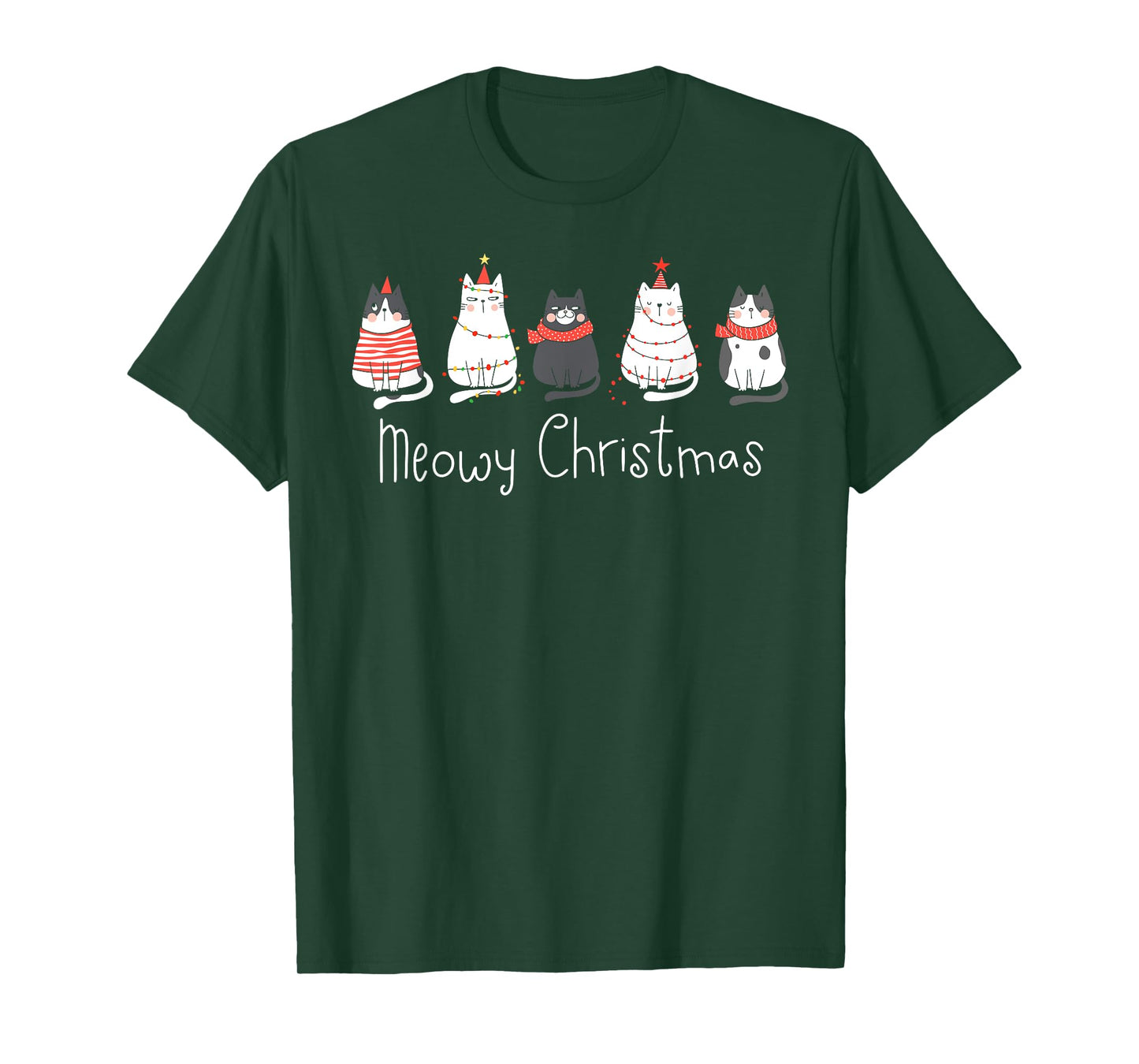 Meowy Catmas Cat Christmas Cute Cats Lover Santa Hat Xmas T-Shirt