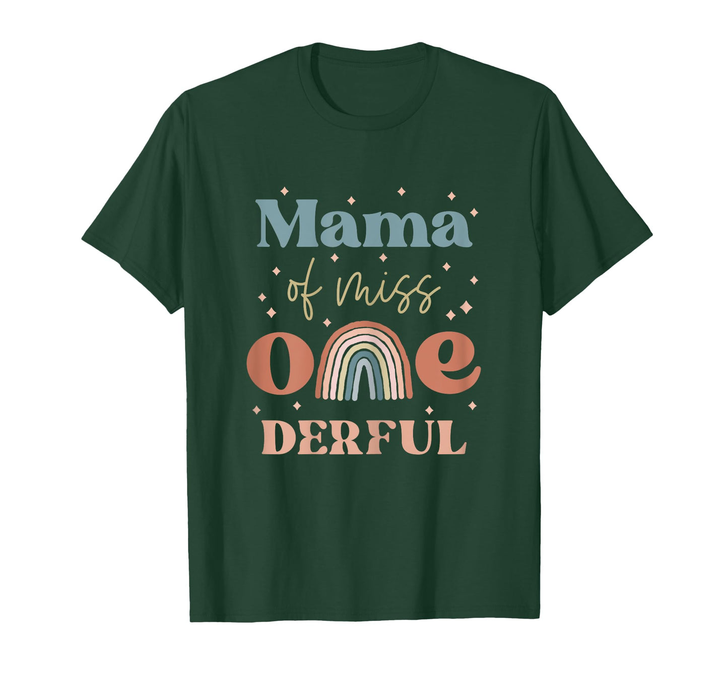 Mama of Miss Onederful Boho Rainbow Daughter First Birthday T-Shirt