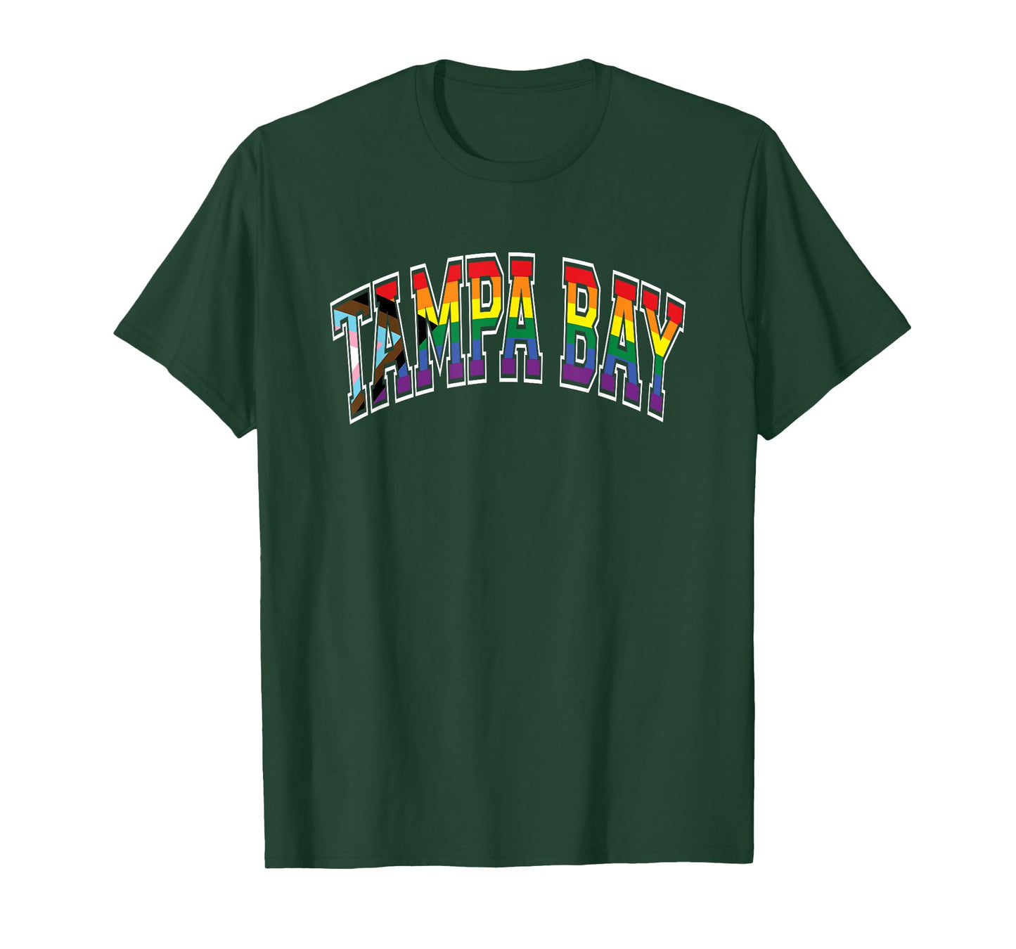 Tampa Bay Arched Text Progress Pride Pattern T-Shirt
